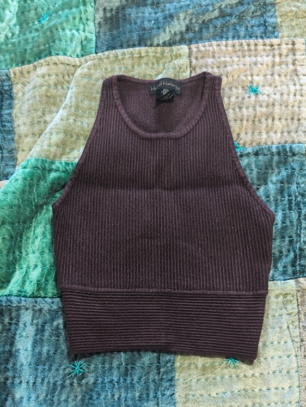 House of Harlow 1960 Ribbed Tank Top in Dark Brown